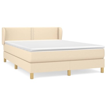 vidaXL Κρεβάτι Boxspring με Στρώμα Κρεμ 140x200 εκ. Υφασμάτινο