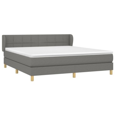 vidaXL Κρεβάτι Boxspring με Στρώμα Σκούρο Γκρι 160x200 εκ Υφασμάτινο
