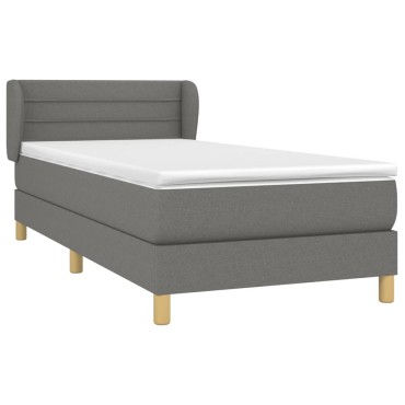 vidaXL Κρεβάτι Boxspring με Στρώμα Σκούρο Γκρι 80x200 εκ. Υφασμάτινο