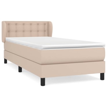 vidaXL Κρεβάτι Boxspring με Στρώμα Καπουτσίνο 80x200 εκ. Συνθ. Δέρμα