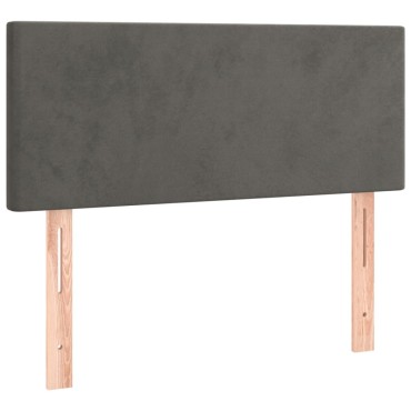 vidaXL Κρεβάτι Boxspring με Στρώμα Σκούρο Γκρι 90x200 εκ. Βελούδινο