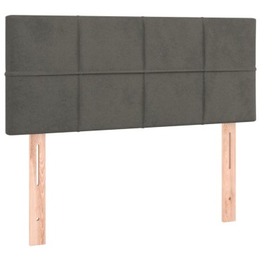 vidaXL Κρεβάτι Boxspring με Στρώμα Σκούρο Γκρι 90x200 εκ. Βελούδινο