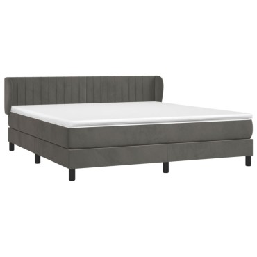 vidaXL Κρεβάτι Boxspring με Στρώμα Σκούρο Γκρι 180x200 εκ. Βελούδινο