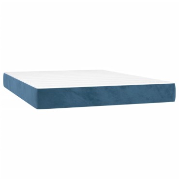 vidaXL Κρεβάτι Boxspring με Στρώμα Σκούρο Μπλε 140x200 εκ. Βελούδινο