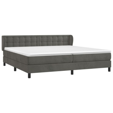 vidaXL Κρεβάτι Boxspring με Στρώμα Σκούρο Γκρι 200x200 εκ. Βελούδινο