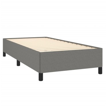 vidaXL Κρεβάτι Boxspring με Στρώμα Σκούρο Γκρι 90x200 εκ. Υφασμάτινο