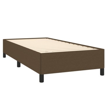 vidaXL Κρεβάτι Boxspring με Στρώμα Σκούρο Καφέ 100x200 εκ. Υφασμάτινο