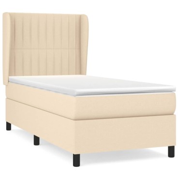 vidaXL Κρεβάτι Boxspring με Στρώμα Κρεμ 80x200cm Υφασμάτινο 1 τεμ. - Μονό