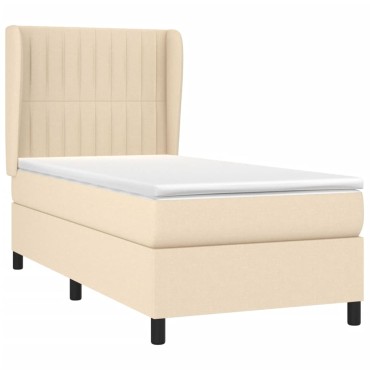 vidaXL Κρεβάτι Boxspring με Στρώμα Κρεμ 80x200cm Υφασμάτινο 1 τεμ. - Μονό