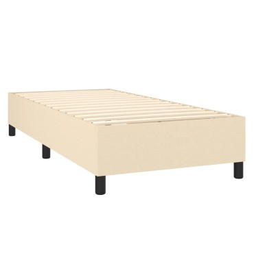 vidaXL Κρεβάτι Boxspring με Στρώμα Κρεμ 80x200cm Υφασμάτινο 1 τεμ. - Μονό