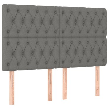 vidaXL Κρεβάτι Boxspring με Στρώμα Σκούρο Γκρι 140x190 εκ. Υφασμάτινο