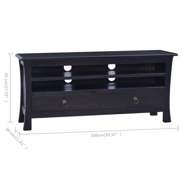 vidaXL Έπιπλο Τηλεόρασης Ανοιχτό Καφέ Μαύρο 100x30x45cm Μασίφ Μαόνι