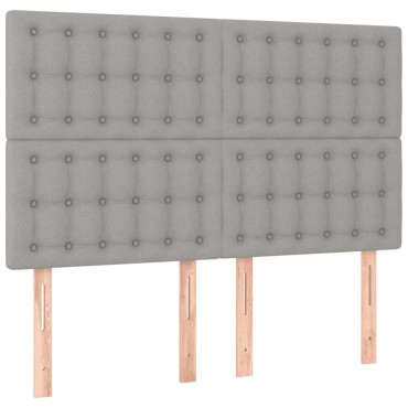 vidaXL Κρεβάτι Boxspring με Στρώμα Ανοιχτό Γκρι 140x200 εκ. Υφασμάτινο