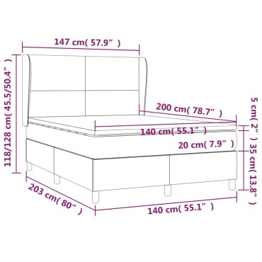 vidaXL Κρεβάτι Boxspring με Στρώμα Μπλε 140x200cm Υφασμάτινο 1 τεμ. - Διπλό