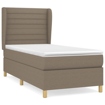 vidaXL Κρεβάτι Boxspring με Στρώμα Taupe 90x190 εκ.Υφασμάτινο