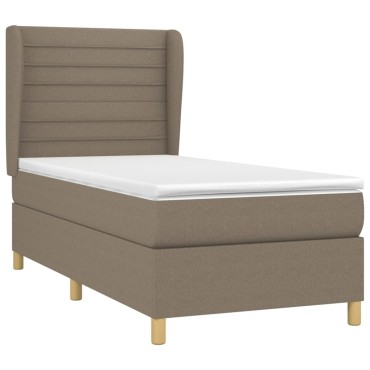 vidaXL Κρεβάτι Boxspring με Στρώμα Taupe 90x190 εκ.Υφασμάτινο