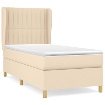 vidaXL Κρεβάτι Boxspring με Στρώμα Κρεμ 80x200cm Υφασμάτινο 1 τεμ. - Μονό