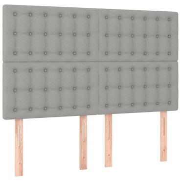 vidaXL Κρεβάτι Boxspring με Στρώμα Ανοιχτό Γκρι 140x200 εκ. Υφασμάτινο
