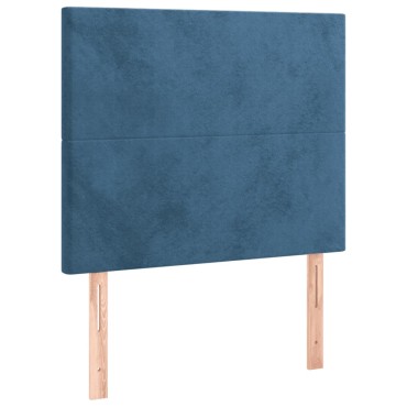 vidaXL Κρεβάτι Boxspring με Στρώμα Σκούρο Μπλε 90x190 εκ. Βελούδινο
