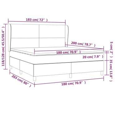 vidaXL Κρεβάτι Boxspring με Στρώμα Σκούρο Μπλε 180x200 εκ. Βελούδινο