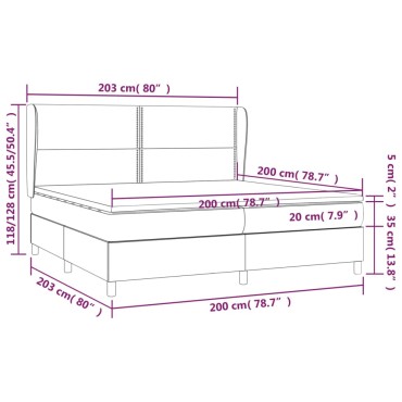 vidaXL Κρεβάτι Boxspring με Στρώμα Σκούρο Γκρι 200x200 εκ. Βελούδινο