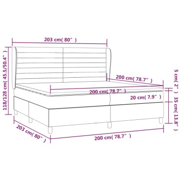 vidaXL Κρεβάτι Boxspring με Στρώμα Σκούρο Πράσινο 200x200εκ. Βελούδινο