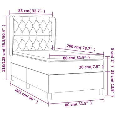 vidaXL Κρεβάτι Boxspring με Στρώμα Ροζ 80 x 200 εκ. Βελούδινο