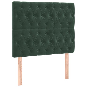 vidaXL Κρεβάτι Boxspring με Στρώμα Σκούρο Πράσινο 90x200 εκ. Βελούδινο