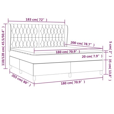 vidaXL Κρεβάτι Boxspring με Στρώμα Σκούρο Γκρι 180x200 εκ. Βελούδινο