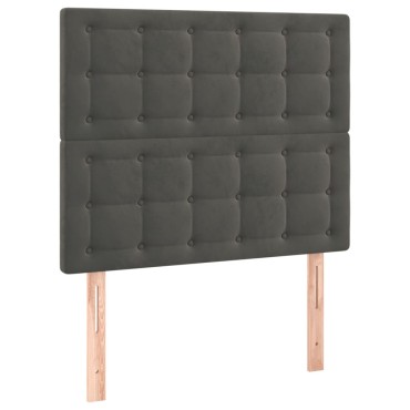 vidaXL Κρεβάτι Boxspring με Στρώμα Σκούρο Γκρι 90x190 εκ. Βελούδινο