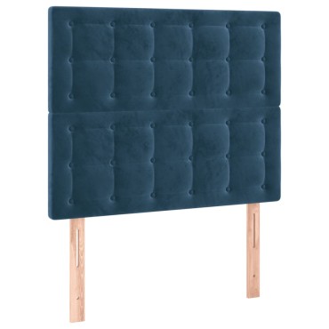vidaXL Κρεβάτι Boxspring με Στρώμα Σκούρο Μπλε 90x190 εκ. Βελούδινο
