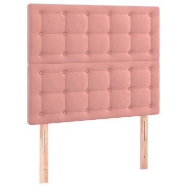 vidaXL Κρεβάτι Boxspring με Στρώμα Ροζ 90x190 εκ. Βελούδινο