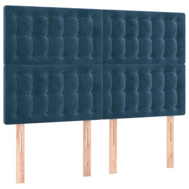 vidaXL Κρεβάτι Boxspring με Στρώμα Σκούρο Μπλε 140x190 εκ. Βελούδινο