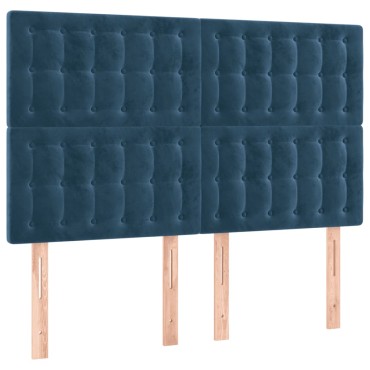 vidaXL Κρεβάτι Boxspring με Στρώμα Σκούρο Μπλε 140x200 εκ. Βελούδινο