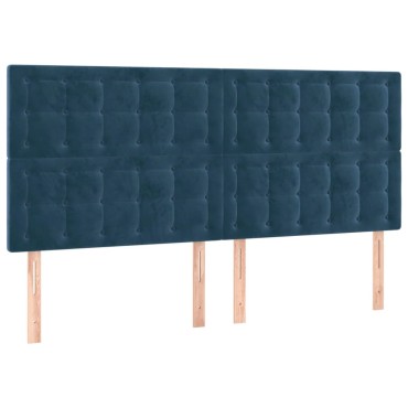 vidaXL Κρεβάτι Boxspring με Στρώμα Σκούρο Μπλε 200x200 εκ. Βελούδινο