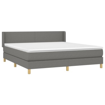 vidaXL Κρεβάτι Boxspring με Στρώμα Σκούρο Γκρι 160x200 εκ Υφασμάτινο