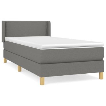 vidaXL Κρεβάτι Boxspring με Στρώμα Σκούρο Γκρι 80x200 εκ. Υφασμάτινο