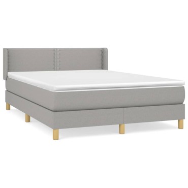vidaXL Κρεβάτι Boxspring με Στρώμα Ανοιχτό Γκρι 140x200 εκ. Υφασμάτινο