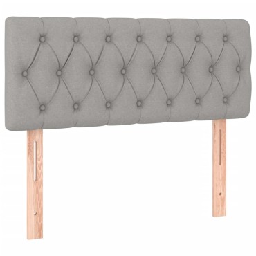 vidaXL Κρεβάτι Boxspring με Στρώμα Ανοιχτό Γκρι 90x200 εκ. Υφασμάτινο