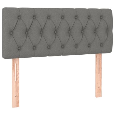 vidaXL Κρεβάτι Boxspring με Στρώμα Σκούρο Γκρι 90x200 εκ. Υφασμάτινο