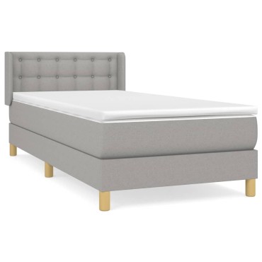 vidaXL Κρεβάτι Boxspring με Στρώμα Ανοιχτό Γκρι 100x200 εκ. Υφασμάτινο