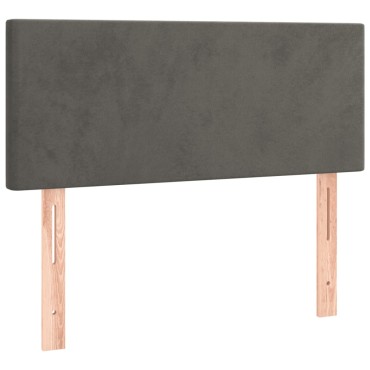 vidaXL Κρεβάτι Boxspring με Στρώμα Σκούρο Γκρι 90x200 εκ. Βελούδινο