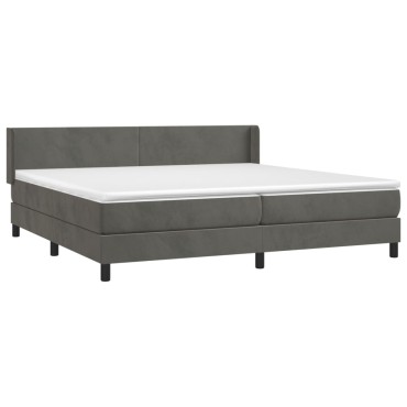 vidaXL Κρεβάτι Boxspring με Στρώμα Σκούρο Γκρι 200x200 εκ. Βελούδινο