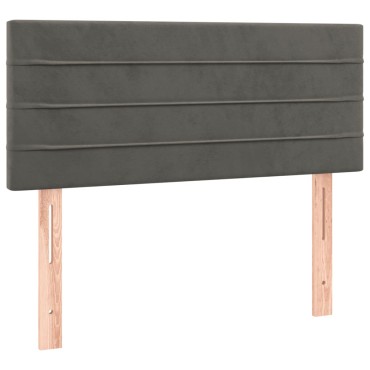 vidaXL Κρεβάτι Boxspring με Στρώμα Σκούρο Γκρι 90x200 εκ. Βελούδινο