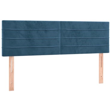 vidaXL Κρεβάτι Boxspring με Στρώμα Σκούρο Μπλε 140x200 εκ. Βελούδινο