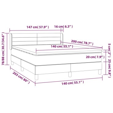 vidaXL Κρεβάτι Boxspring με Στρώμα Σκούρο Μπλε 140x200 εκ. Βελούδινο