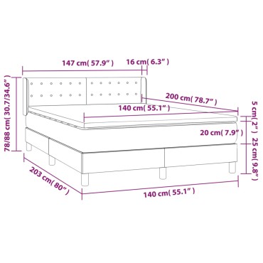 vidaXL Κρεβάτι Boxspring με Στρώμα Σκούρο Πράσινο 140x200εκ. Βελούδινο