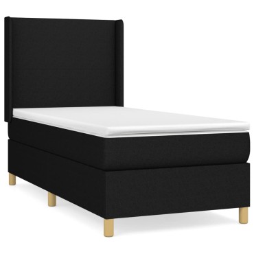 vidaXL Κρεβάτι Boxspring με Στρώμα Μαύρο 80 x 200 εκ. Υφασμάτινο