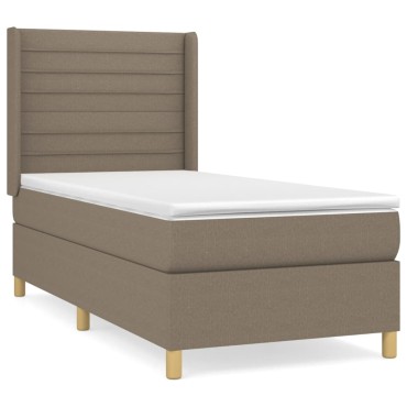 vidaXL Κρεβάτι Boxspring με Στρώμα Taupe 90x190 εκ.Υφασμάτινο