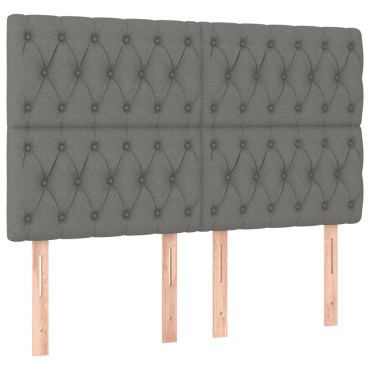 vidaXL Κρεβάτι Boxspring με Στρώμα Σκούρο Γκρι 140x190 εκ. Υφασμάτινο